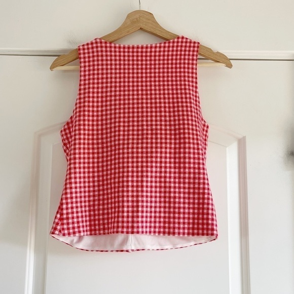 Anthropologie Eva Franco Gingham Bow Top - S - Picture 3 of 8